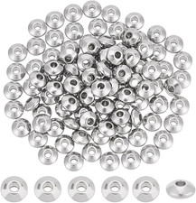 100Pcs Stainless Steel Spacer Beads 6Mm Flat round Beads Saucer Beads Loose Bead