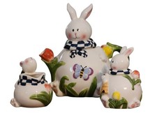 Mercuries 5 Pc Easter Bunny Tea Set Springtime Bunny Ceramic Tea Pot Sugar Cream
