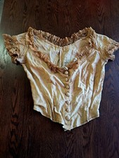 Edwardian Corseted Cotton Lace Bodice c1900 Antique Button Front Blouse