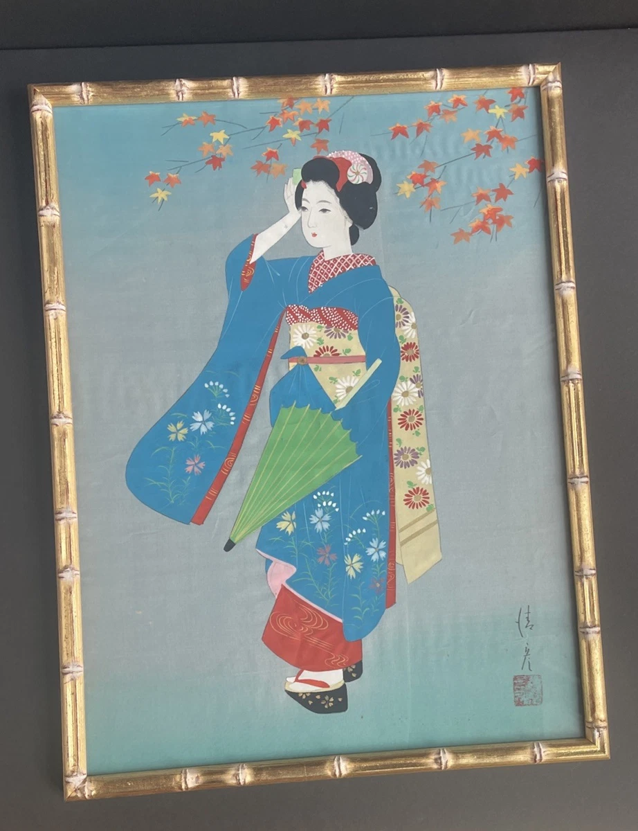 艺妓画在古董日本画作、画卷| eBay