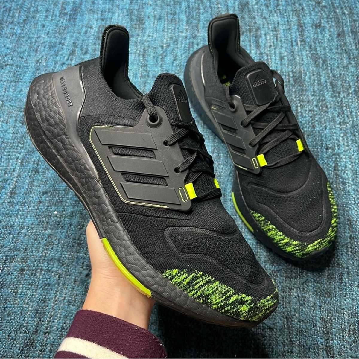 Adidas Ultraboost 22 Sneakers in Black Solar Yellow Men's Size 9.5