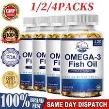 Omega 3 Fish Oil 3600mg Softgels   BEST TRIPLE STRENGTH Heart  Brain Support