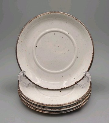 VTG Set Of 4 Stonehenge Midwinter Wedgwood Saucer Plates Brown Speckled England
