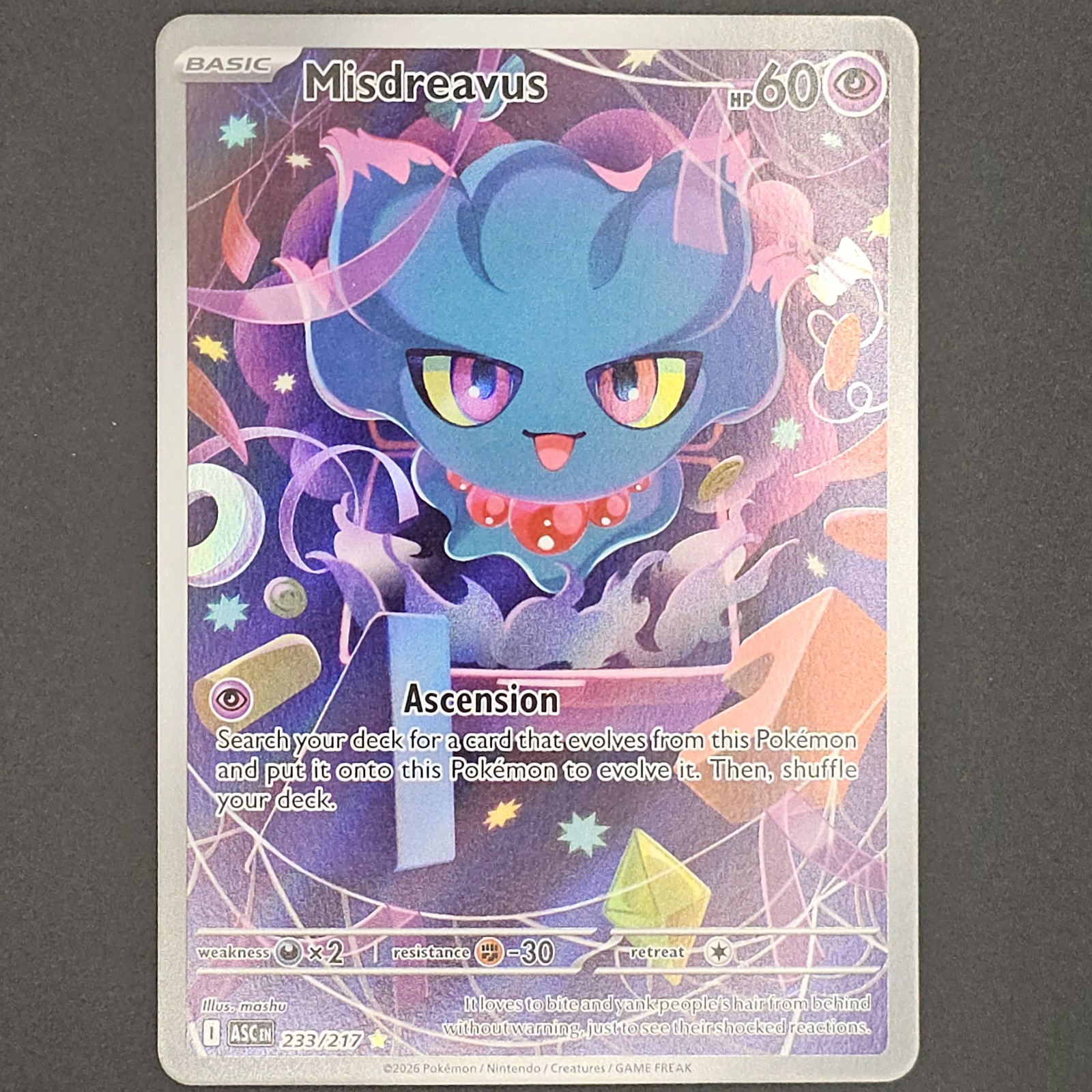 Misdreavus 233/217 Illustration Rare Ascended Heroes Pokemon Holo Near Mint
