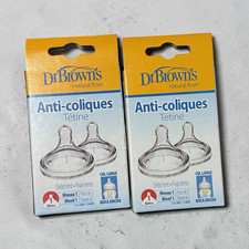 Dr. Brown's Natural Flow Anti-Colic Wide Neck Silicone Nipples Slow Flow 2pk
