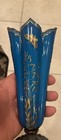 Vintage Blue and Gilt Decorated Glass Vase — photo 1