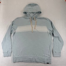 NWOT FAHERTY Sunwashed Organic Cotton Hoodie Pullover Light Blue Stripe Mens XL