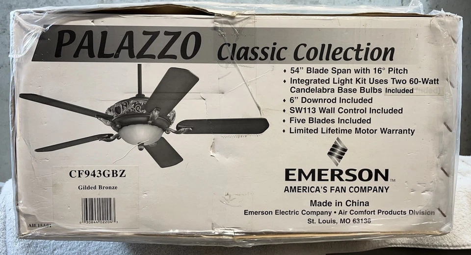 Emerson Classic Collection Palazzo 54” Gilded Bronze Ceiling Fan CF943GBZ - Image 4 of 4
