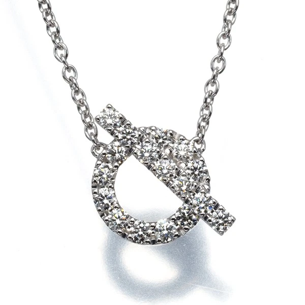 Auth HERMES Necklace Diamond 0.46ct Finesse 18K 750 White Gold  - Image 2 of 4