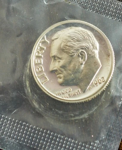 1962 Roosevelt Dime  Silver Proof in original Mint Cello