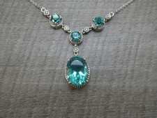 Sterling Silver Paraiba Apatite Quartz Doublet Fringe Pendant 20" Necklace