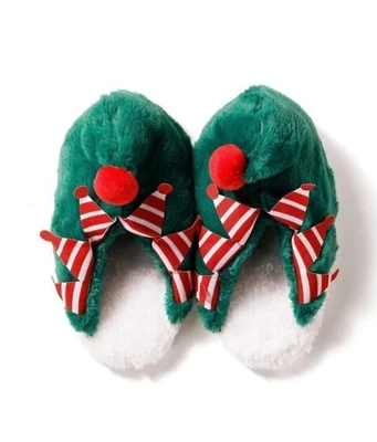 2025 Target Bullseye Green Christmas Elf Slippers Kid Size M/L NEW - Image 1 of 3