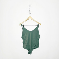 AERIE Cheeky Side Ring One Piece Swimsuit GREEN open back adjustable padded L