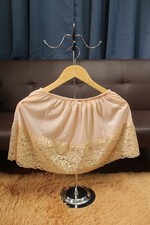 E31 VtgStyle 2XL/ElasticW.22-42" Brown Nylon Half Slip With Lace Trim Length13"