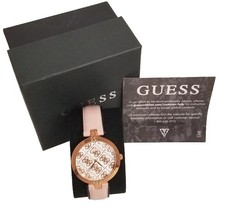 Guess Luxe Ladies Rose Gold Tone Wristwatch Analog Quartz Leather Strap GW0027L2