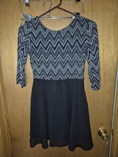 Amy Wear Girls Size 14 Special Occasion Black Silver Sparkle Dress 3/4 Sleeve