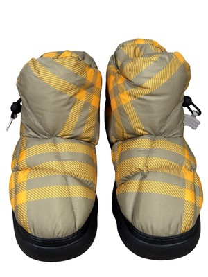 BURBERRY Hunter Yellow Check Drawstring Pillow Padded Boots  display picture 2