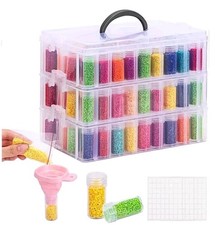 3-Tier Diamond Painting Storage Container, 150 Slots Portable Bead Organizer ...