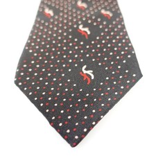 Dress Suit Tie Mens Inky Black Red Micro Polka Dots Abstract Narrow Puresilk