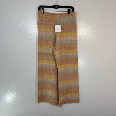 Lisa Todd Pants Womens Medium Multicolor Crochet Knit Wide Leg Lounge S25-N109