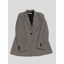 Mango MNG Womens Black White Houndstooth Single Button Blazer Jacket Size S