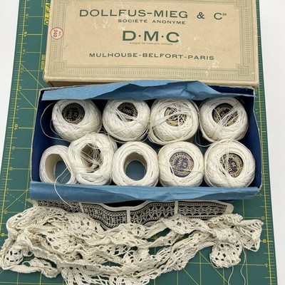 DMC #20 Crochet Thread Blanc White 7 Full 2 Part Lace In Progress Original Box