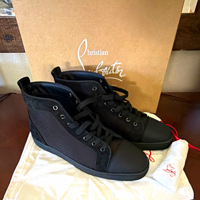 Christian Louboutin Louis Orlato Flat Men's Black High-Top Lace-Up Red Sole