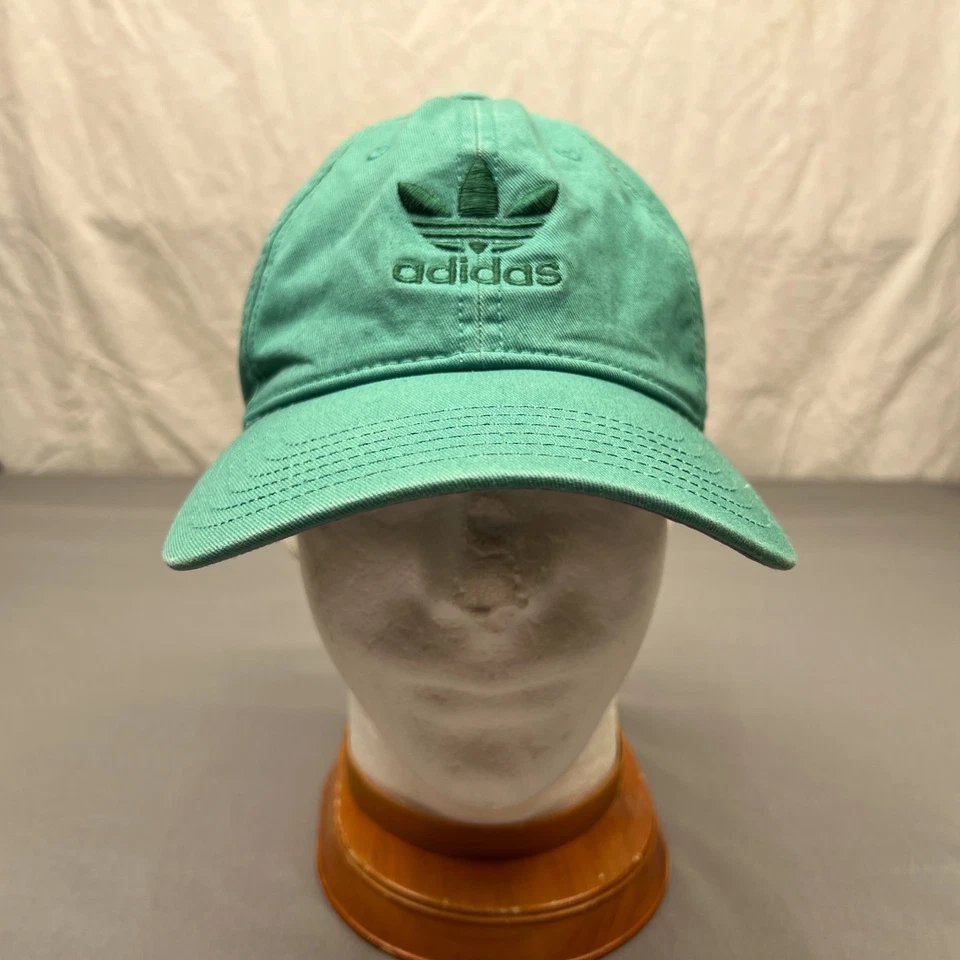 Adidas зеленый трилистник логотип крышка взрослых регулируемый зеленый спортивная шляпа - Изображение 2 из 4