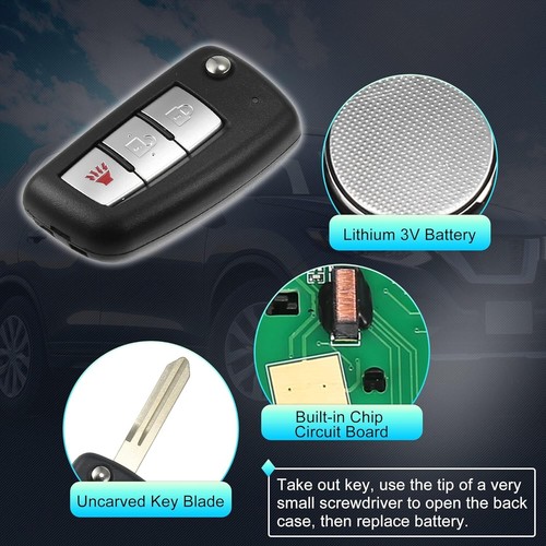 Nissan X-Trail Tiida Micra Pulsar Flip Key 2007 2008 2009 2010 2011 2012 2013 - Picture 4 of 6