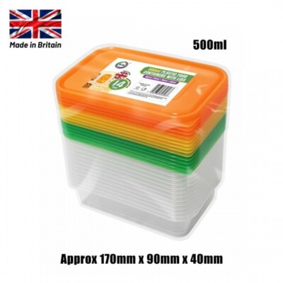 14 Stück 500 ml Kunststoff Behälter mit Deckel UK Portofrei Verkauf