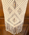 Macramé Beige Knotted String w/Wooden Beads 31" x 13.5" Boho/Hippie Wall Hanging — photo 9