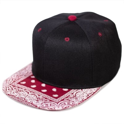 Mens Bandana Paisley Snapback Hat Flat Bill Adjustable Hip Hop