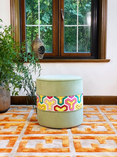Green Upholstered Ottoman Footman Pouf for Mah Jong Daybed Sofa Couch customized - Picture 7 of 14