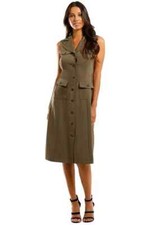 CALVIN KLEIN Sleeveless Button Front Dress Work Size 12 AU RRP 249 WITH DEFECTS