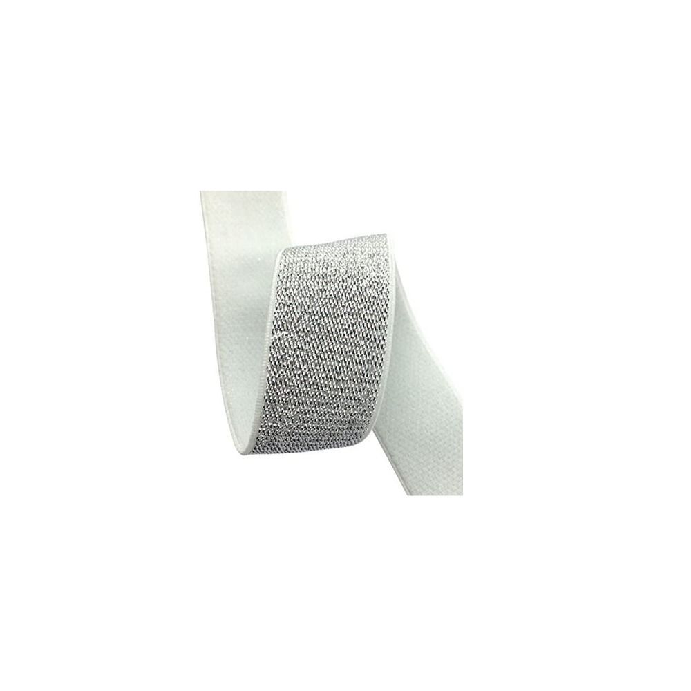 1 Inch Elastic Fold Over Elastic Comfortable Soft Silver Glitter