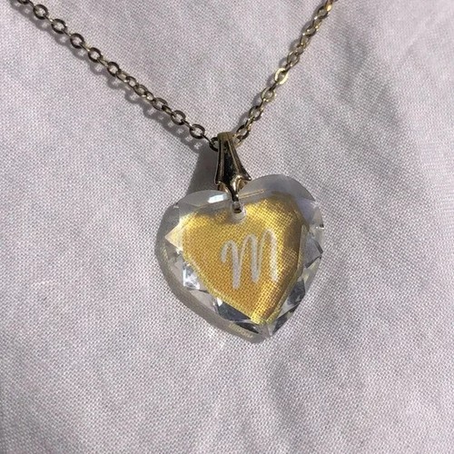 Vintage '80s-'90s Iridescent Initial 'M' Necklace - Picture 5 of 5