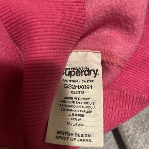 Superdry Japan Pink Neon Hooded Hoodie Pullover Sweatshirt Women Size Small - Picture 7 of 7