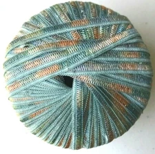 Filati FF BEACH #4023 Blues Greens Peach  Ribbon Yarn Skein 