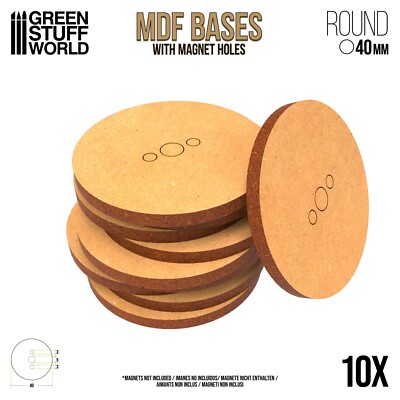 10x MDF Basen 40mm RUNDE - Holz Modellbau Rollenspiele Tabletop Scrapbooking AOS