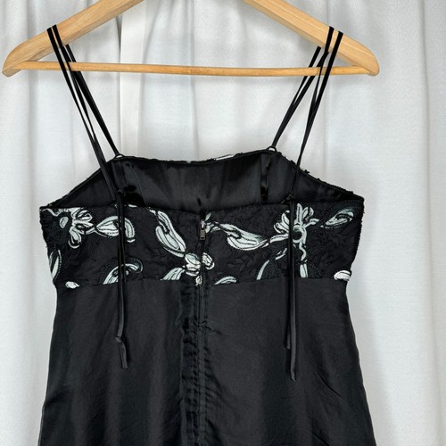 Vintage Scanlan Theodore Black Cocktail Dress Size 10 Sleeveless Embroidered - Picture 12 of 20