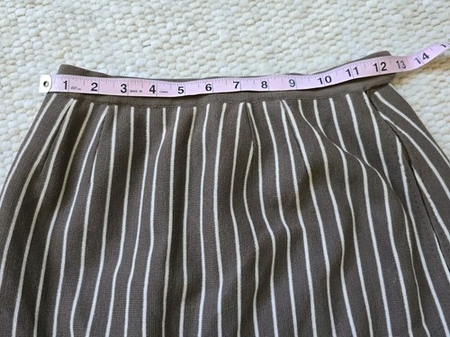 Vintage 1940s Donna Paula Made In Italy Striped Brown/cream Pencil Skirt 10 (24 - Picture 3 of 13