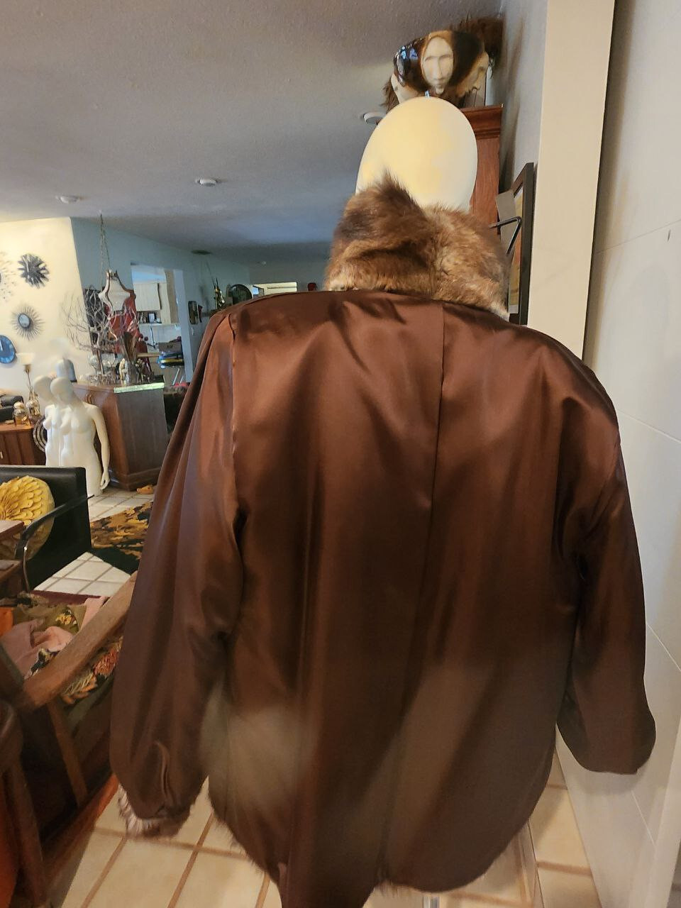 Custom Patchwork Mink Zip Front Jacket Leather Tr… - image 9