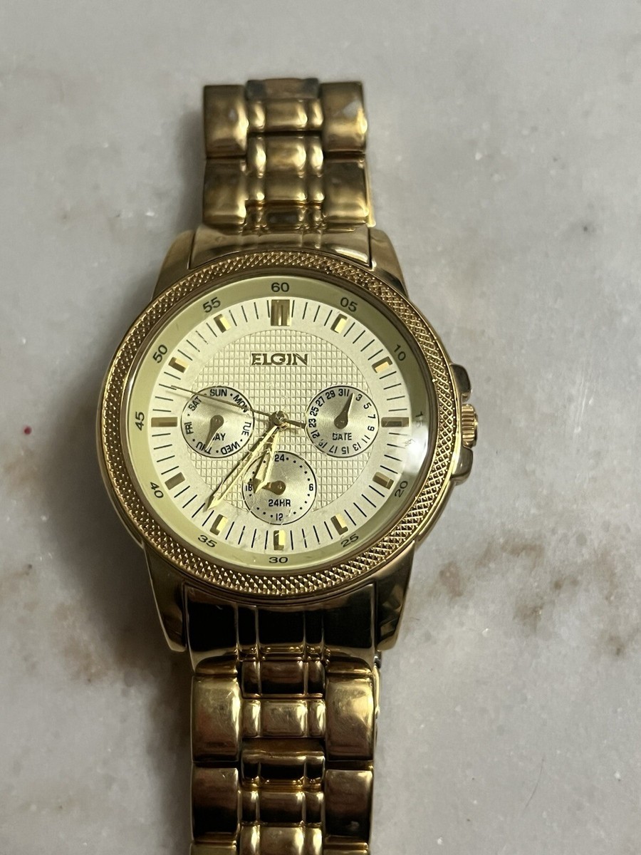 Elgin Watches Water Resistant Elgin Men's Watch FG291N Gold Tone