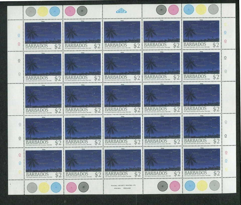 1988 Barbados Postage Stamps #735-738 Full Sheets Set- Harry Bayley Obsveratory - Image 4 of 4