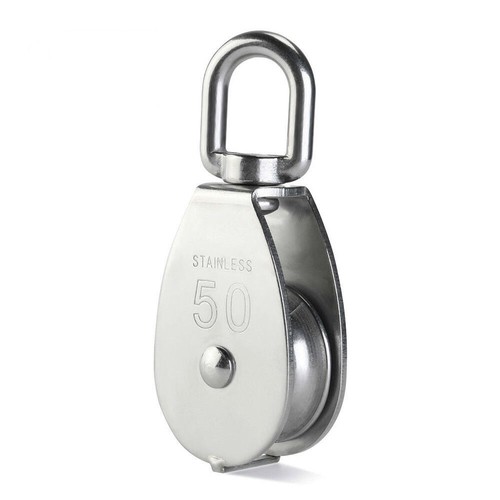 Bloque de polea giratoria de una sola rueda de acero inoxidable 400 kg (plata) - Imagen 2 de 4