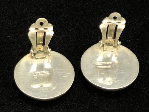 Sterling Silver Round Button Clip On Earrings Tiffany & Co. Mexico 925 1” - Picture 5 of 9