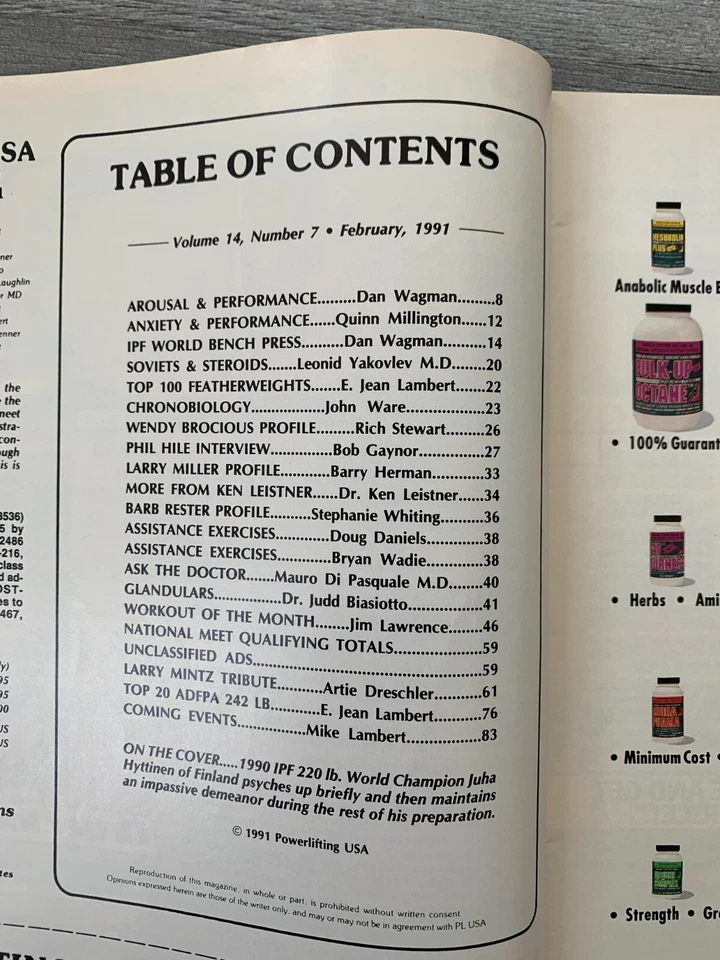 1991 Feb POWERLIFTING USA Magazine v.14 #7 VG/FN 5.0 Russian Steroid Expose' - Image 2 of 3