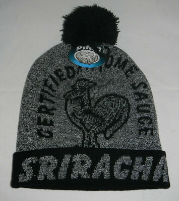 NWT Sriracha Hot Certified Awesome Sauce Logo Winter Beanie Pom Hat Cap