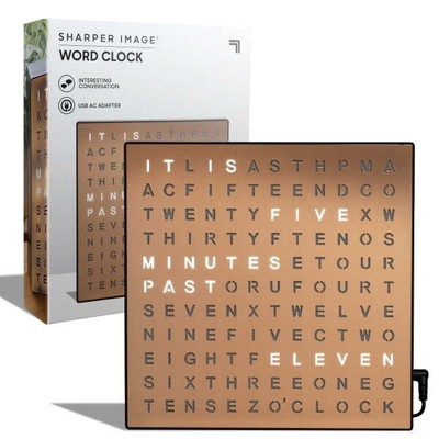 Sharper Image  LED Light-up Word Clock, 7.75'', Electronic Desk Clock，hot sale！