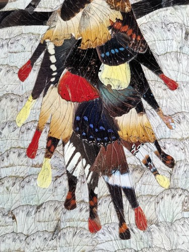 Arte Primitivo Africano Pájaro Mariposa Alas Cuadro Hecho a Mano África Camerún - Imagen 6 de 10